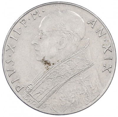 100 лир 1957 года Ватикан