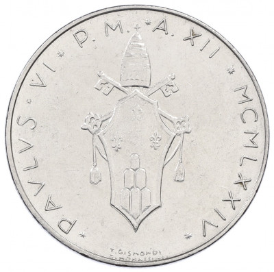 100 лир 1974 года Ватикан