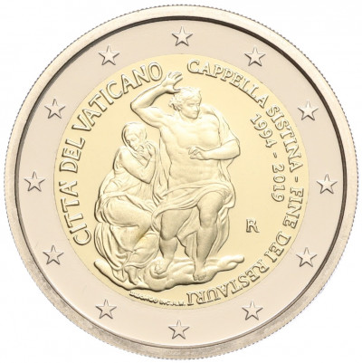 2 евро 2019 года Ватикан «25 лет завершению реставрации Сикстинской капеллы»