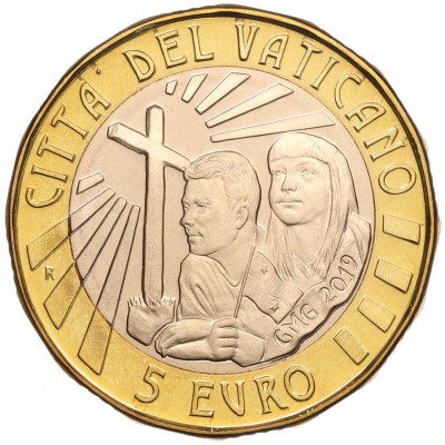 5 евро 2019 года Ватикан «34-й Всемирный День молодежи в Панаме»