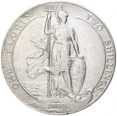1 флорин (2 шиллинга) 1909 года Великобритания