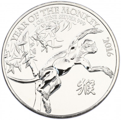 2 фунта 2016 года Великобритания «Китайский гороскоп — Год обезьяны»