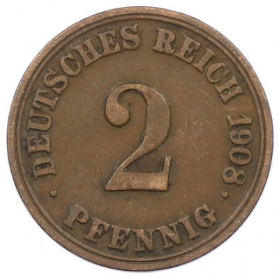 2 пфеннига 1908 года A Германия