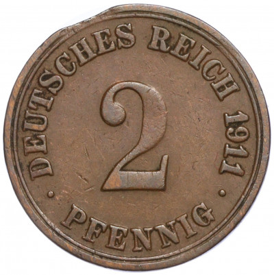 2 пфеннига 1911 года A Германия