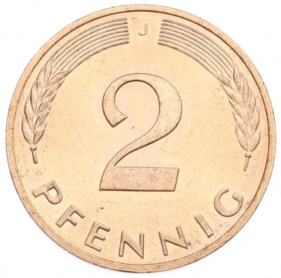 2 пфеннига 1991 года J Германия
