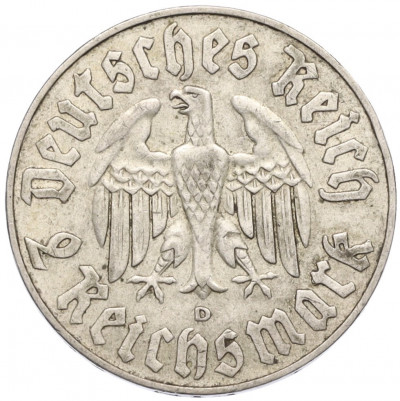 2 рейхсмарки 1933 года D Германия «450 лет со дня рождения Мартина Лютера»