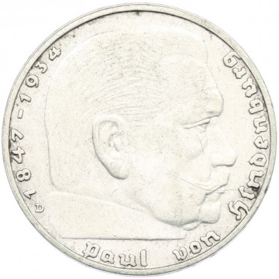 2 рейхсмарки 1936 года D Германия