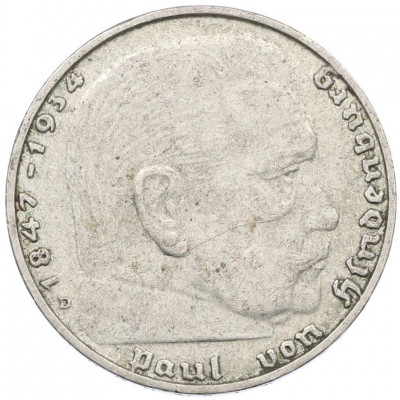 2 рейхсмарки 1937 года D Германия