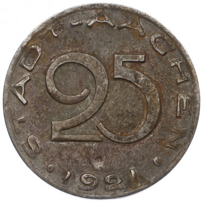25 пфеннигов 1921 года Германия — город Ахен (Нотгельд)
