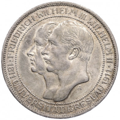 3 марки 1911 года Германия (Пруссия) «Бреславский университет»