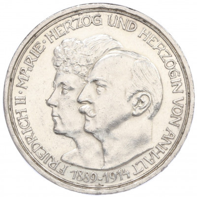 3 марки 1914 года Германия (Ангальт) «25 лет свадьбе Фридриха II и Марии Баденской»