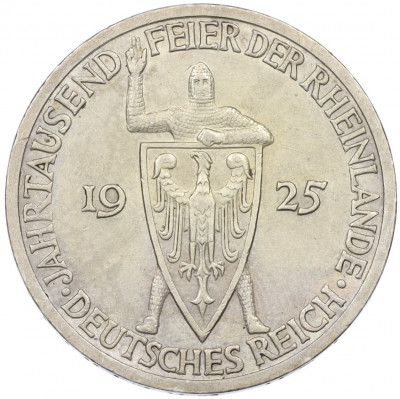 3 рейхсмарки 1925 года A Германия «Тысячелетие Рейнланда»