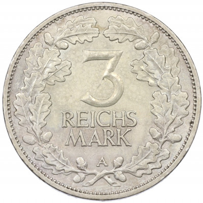 3 рейхсмарки 1925 года A Германия «Тысячелетие Рейнланда»