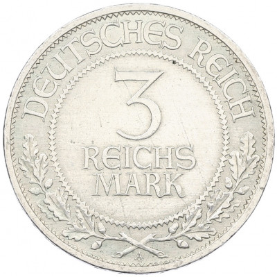 3 рейхсмарки 1926 года А Германия «700 лет статусу свободного города Любека»