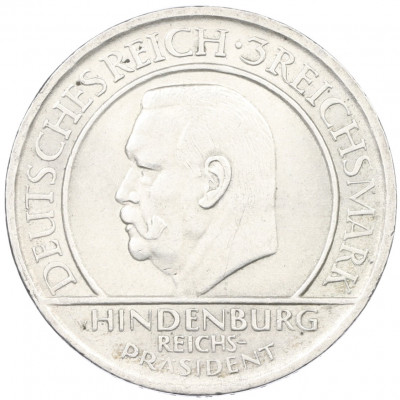 3 рейхсмарки 1929 года A Германия «10 лет Веймарской конституции»