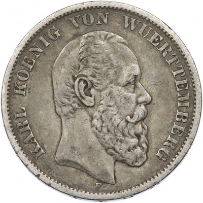 5 марок 1875 года Германия (Вюртемберг)