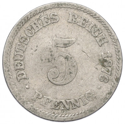5 пфеннигов 1876 года E Германия