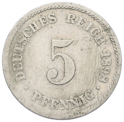 5 пфеннигов 1898 года J Германия