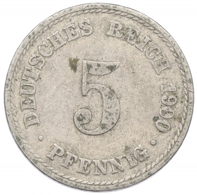 5 пфеннигов 1900 года A Германия