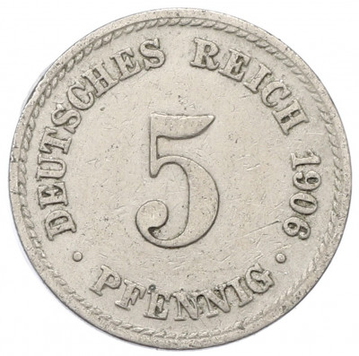 5 пфеннигов 1906 года A Германия