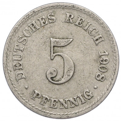 5 пфеннигов 1908 года A Германия