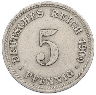 5 пфеннигов 1909 года D Германия