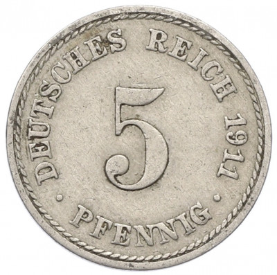 5 пфеннигов 1911 года A Германия