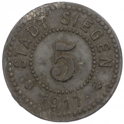 5 пфеннигов 1917 года Германия — город Зиген (Нотгельд)