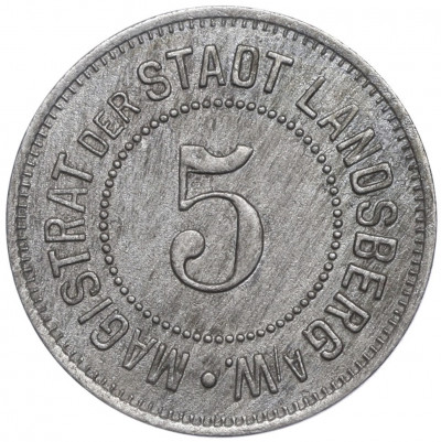 5 пфеннигов 1917 года Германия — город Ландсберг-ан-дер-Варте (Нотгельд)