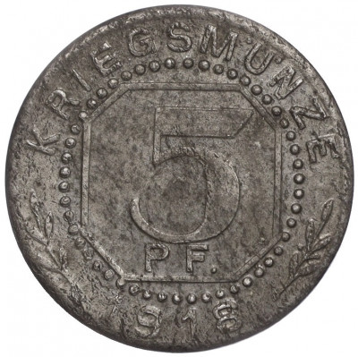 5 пфеннигов 1918 года Германия — город Вельцхайм (Нотгельд)