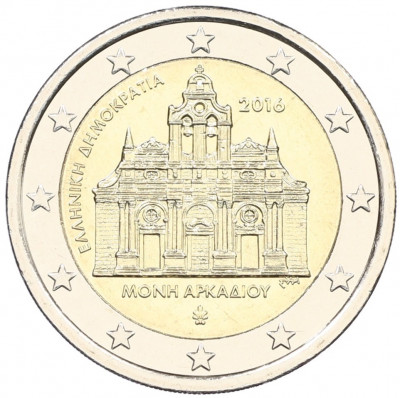 2 евро 2016 года Греция «150-летие поджога монастыря Аркади»