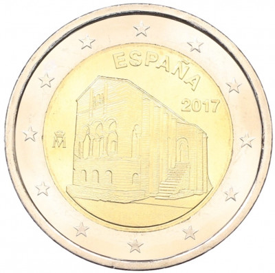2 евро 2017 года Испания «ЮНЕСКО — Церковь Санта-Мария-дель-Наранко в Овьедо»