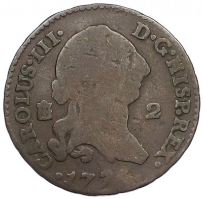 2 мараведи 1770-1779 года Испания (Карл III)