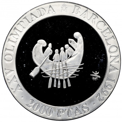 2000 песет 1990 года Испания «XXV Летние Олимпийские игры в Барселоне 1992 — Древняя лодка»