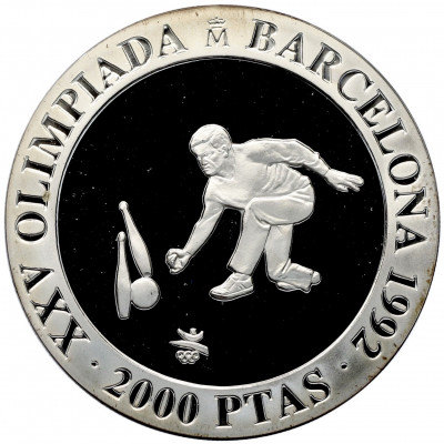 2000 песет 1991 года Испания «XXV Летние Олимпийские игры в Барселоне 1992 — Боулинг»
