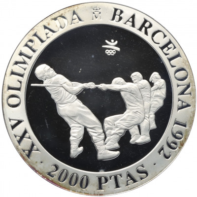 2000 песет 1992 года Испания «XXV Летние Олимпийские игры в Барселоне 1992 — Перетягивание каната»