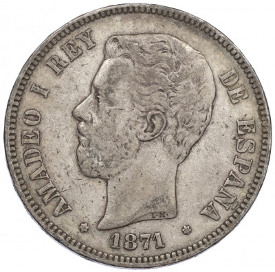5 песет 1871 года Испания