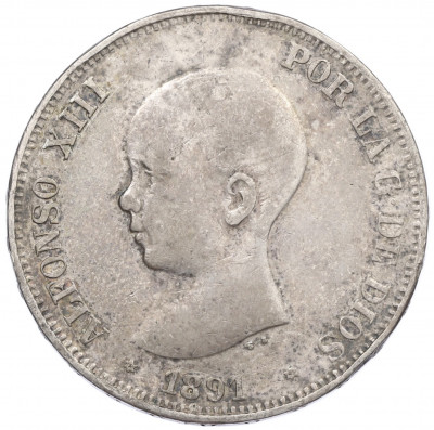 5 песет 1891 года Испания