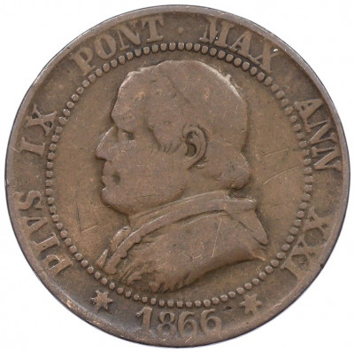 1 сольдо 1866 года Папская область