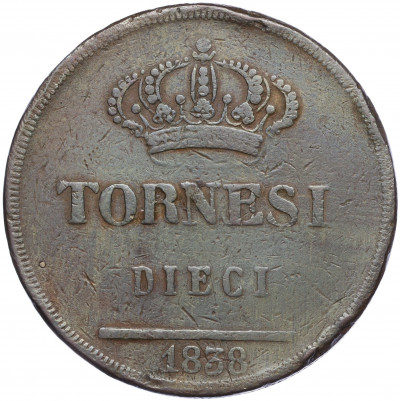 10 торнези 1838 года Королевство Обеих Сицилий