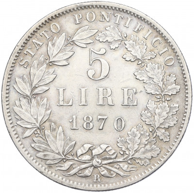 5 лир 1870 года Папская область