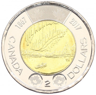 2 доллара 2017 года Канада «150 лет Конфедерации — Полярное сияние»