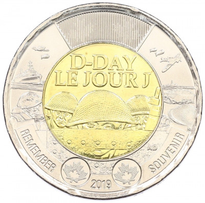 2 доллара 2019 года Канада «75 лет высадке союзников в Нормандии»