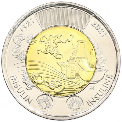 2 доллара 2021 года Канада «100 лет открытию инсулина»