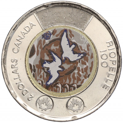 2 доллара 2023 года Канада «100 лет со дня рождения Жан-Поля Риопеля» (Цветное покрытие)