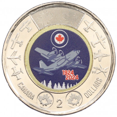 2 доллара 2024 года Канада «100 лет Королевским военно-воздушным силам Канады» (Цветная)