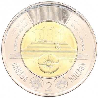 2 доллара 2025 года Канада «Чествование неизвестного солдата Канады»