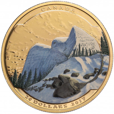 20 долларов 2017 года Канада «Иллюзия ландшафта — Белая сова»