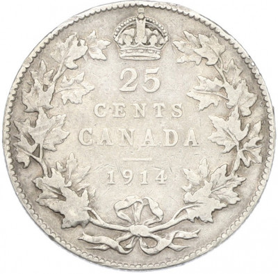 25 центов 1914 года Канада