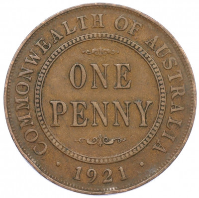 1 пенни 1921 года Австралия